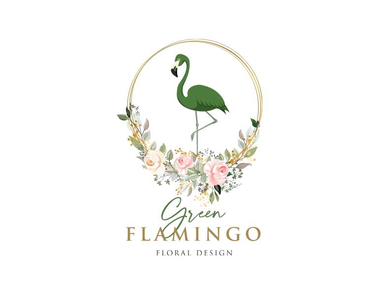 Green Flamingo Florist Branding Design